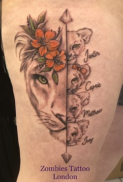 Lioness with cubs Tattoo