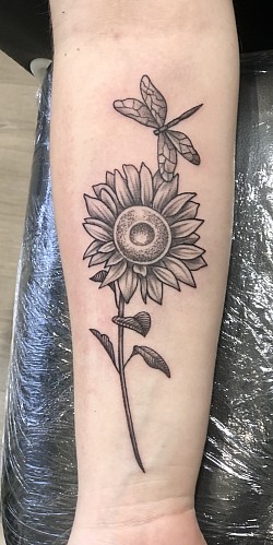 Dragonfly with flower Tattoo